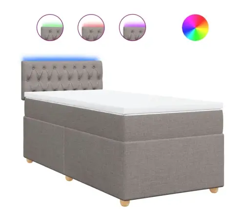 Atsperu Gultas Rāmis Ar Matraci, Pelēkbrūns, 90X200 Cm, Audums Vidaxl