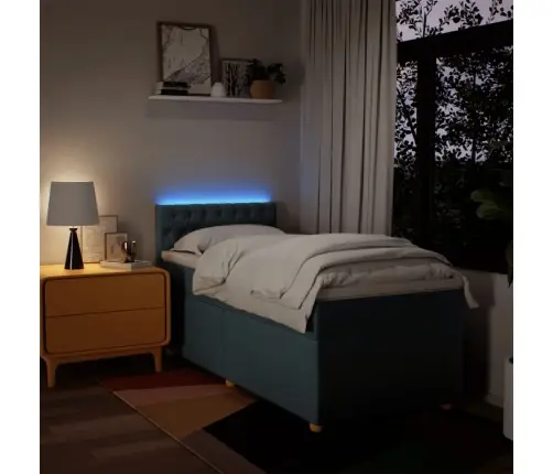 Lova Su Spyruoklėmis Ir Čiužiniu, Mėlyna, 90X200 cm Audinys