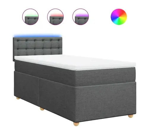 Atsperu Gulta Ar Matraci, Tumši Pelēka, 90X200 Cm, Audums Vidaxl