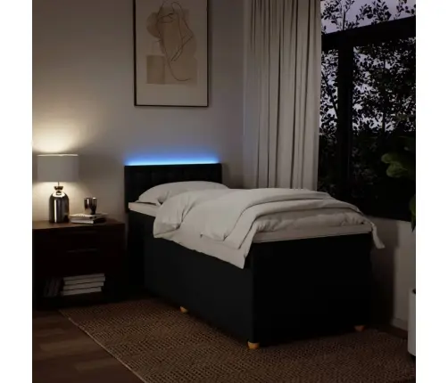 Atsperu Gultas Rāmis Ar Matraci, Melna, 90X200 Cm, Audums Vidaxl