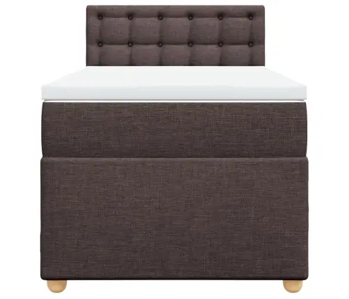 Atsperu Gultas Rāmis Ar Matraci, Tumši Brūna, 90X200 Cm, Audums Vidaxl