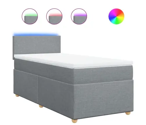 Atsperu Gultas Rāmis Ar Matraci, Gaiši Pelēka Audums, 100X200Cm Vidaxl