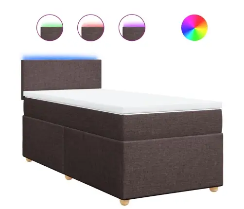 Lova Su Spyruoklėmis Ir Čiužiniu, Ruda, 100X200cm Audinys