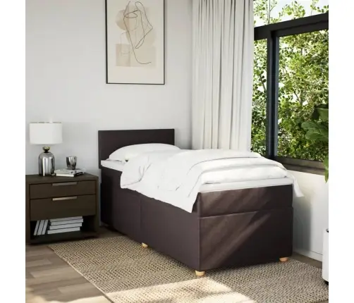 Lova Su Spyruoklėmis Ir Čiužiniu, Ruda, 100X200cm Audinys