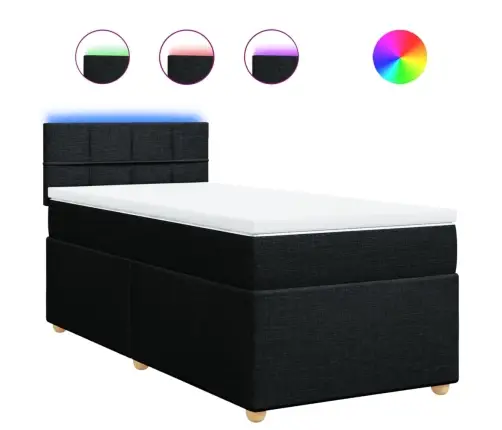 Lova Su Spyruoklėmis Ir Čiužiniu, Juoda, 100X200cm Audinys