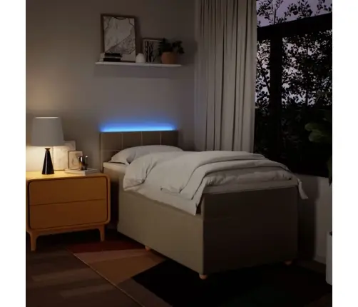 Atsperu Gultas Rāmis Ar Matraci, Krēmkrāsas, 100X200 Cm, Audums Vidaxl