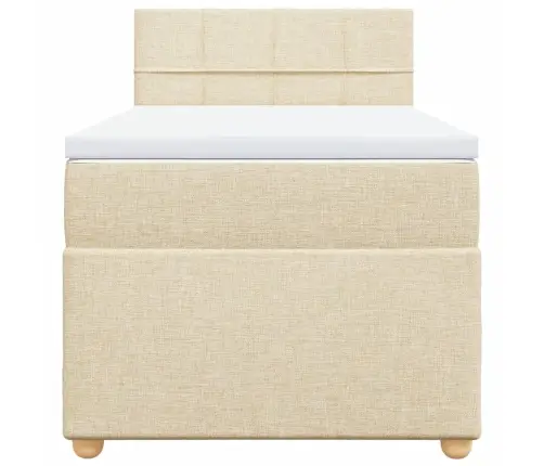 Atsperu Gultas Rāmis Ar Matraci, Krēmkrāsas, 100X200 Cm, Audums Vidaxl