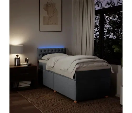 Atsperu Gultas Rāmis Ar Matraci, Gaiši Pelēka Audums, 100X200Cm Vidaxl