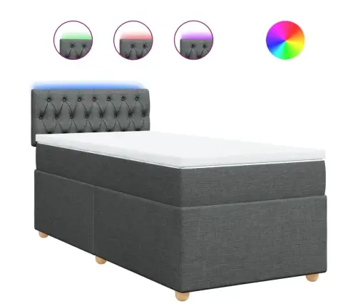 Lova Su Spyruoklėmis Ir Čiužiniu, Pilka, 100X200cm Audinys