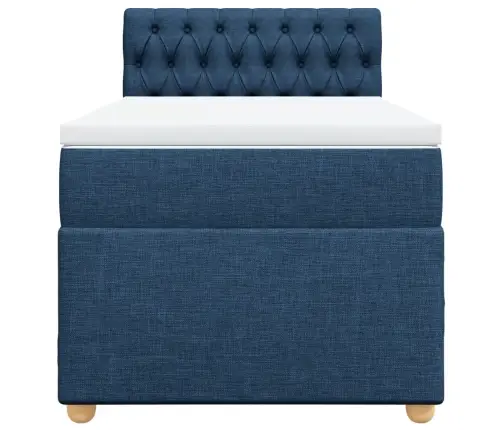 Atsperu Gultas Rāmis Ar Matraci, Zils, 100X200 Cm, Audums Vidaxl