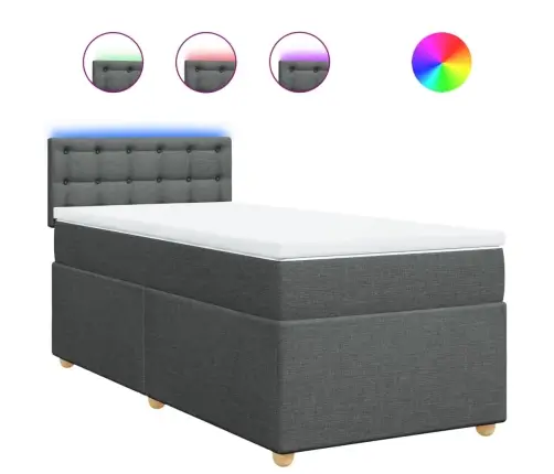 Atsperu Gultas Rāmis Ar Matraci, Tumši Pelēka Audums, 100X200Cm Vidaxl Atsperu Gultas Rāmis Ar Matraci, Tumši Pelēka Audums, 100X200Cm Vidaxl