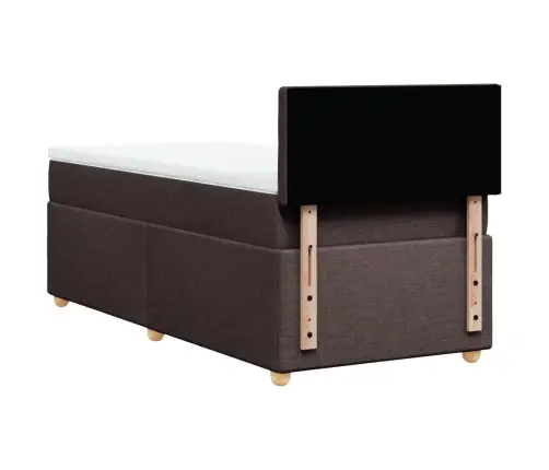 Atsperu Gultas Rāmis Ar Matraci, Tumši Brūna, 100X200Cm, Audums Vidaxl