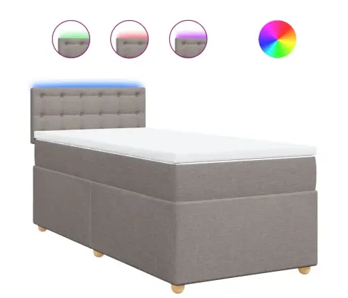 Atsperu Gultas Rāmis Ar Matraci, Pelēkbrūns, 100X200 Cm, Audums Vidaxl