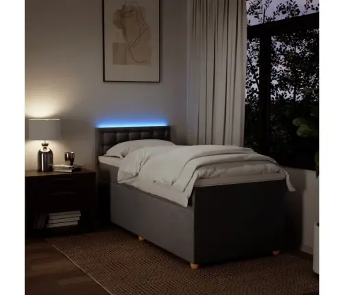 Atsperu Gultas Rāmis Ar Matraci, Pelēkbrūns, 100X200 Cm, Audums Vidaxl