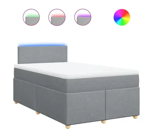 Atsperu Gulta Ar Matraci, Gaiši Pelēka Audums, 120X190 Cm Vidaxl