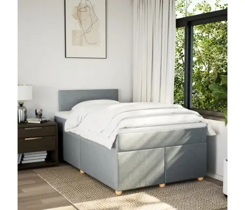 Atsperu Gulta Ar Matraci, Gaiši Pelēka Audums, 120X190 Cm Vidaxl