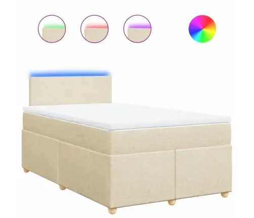 Lova Su Spyruoklėmis Ir Čiužiniu, Kreminė, 120X190cm Audinys