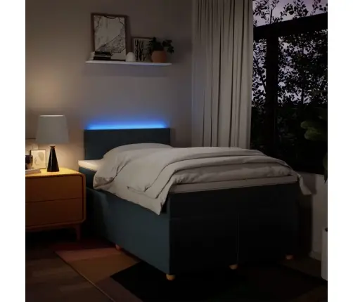 Lova Su Spyruoklėmis Ir Čiužiniu, Mėlyna, 120X190cm Audinys