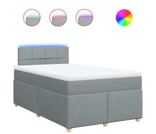 Atsperu Gulta Ar Matraci, Gaiši Pelēka Audums, 120X190 Cm Vidaxl