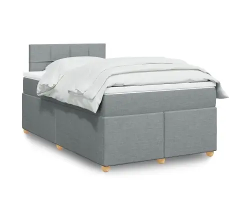 Atsperu Gulta Ar Matraci, Gaiši Pelēka Audums, 120X190 Cm Vidaxl