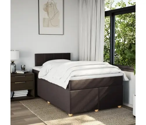 Atsperu Gulta Ar Matraci, Tumši Brūns Audums, 120X190 Cm Vidaxl