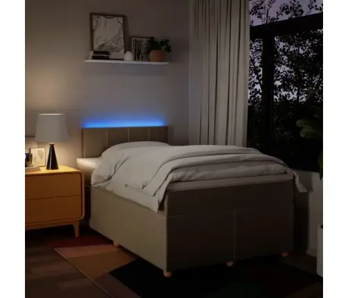 Atsperu Gulta Ar Matraci, Krēmkrāsas Audums, 120X190 Cm Vidaxl