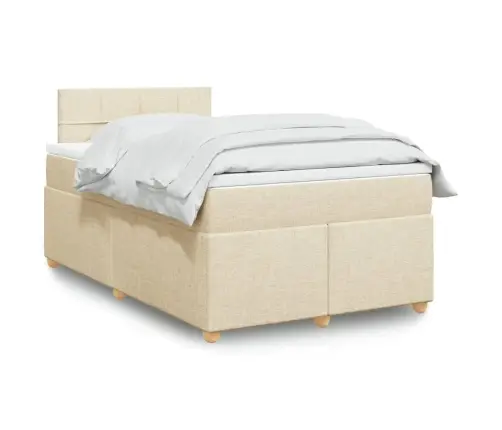 Atsperu Gulta Ar Matraci, Krēmkrāsas Audums, 120X190 Cm Vidaxl