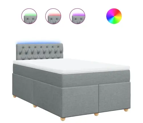 Atsperu Gulta Ar Matraci, Gaiši Pelēka Audums, 120X190 Cm Vidaxl