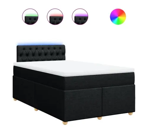 Atsperu Gulta Ar Matraci, Melns Audums, 120X190 Cm Vidaxl