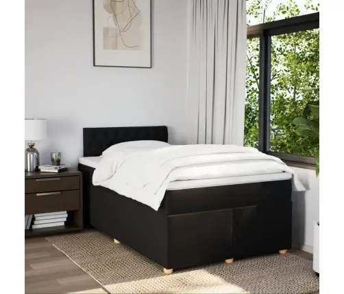 Atsperu Gulta Ar Matraci, Melns Audums, 120X190 Cm Vidaxl