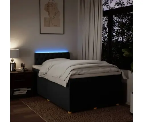 Atsperu Gulta Ar Matraci, Melns Audums, 120X190 Cm Vidaxl