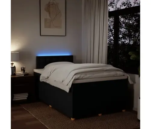 Lova Su Spyruoklėmis Ir Čiužiniu, Juoda, 120X190cm Audinys