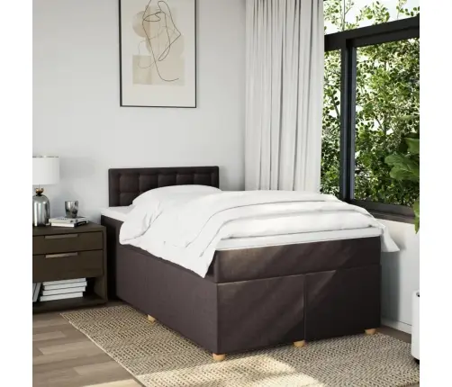 Atsperu Gulta Ar Matraci, Tumši Brūns Audums, 120X190 Cm Vidaxl