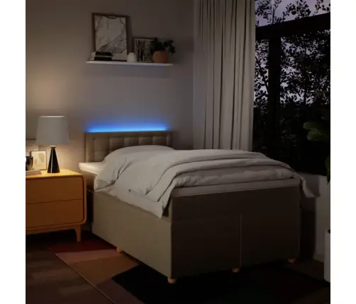 Lova Su Spyruoklėmis Ir Čiužiniu, Kreminė, 120X190cm Audinys