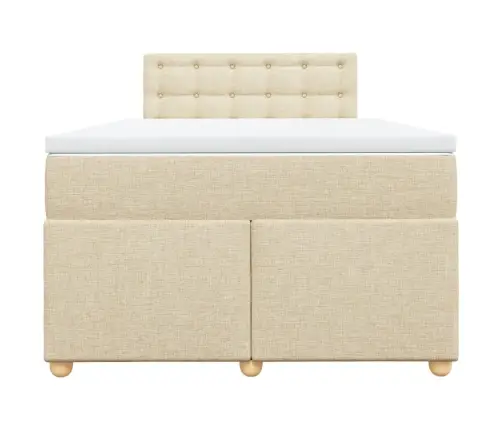 Lova Su Spyruoklėmis Ir Čiužiniu, Kreminė, 120X190cm Audinys