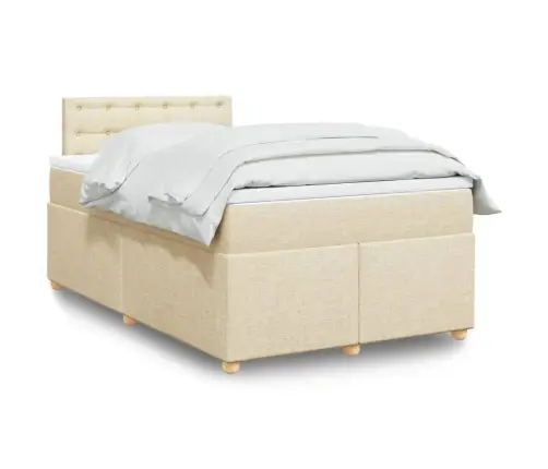 Lova Su Spyruoklėmis Ir Čiužiniu, Kreminė, 120X190cm Audinys