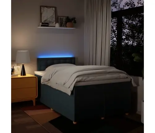 Lova Su Spyruoklėmis Ir Čiužiniu, Mėlyna, 120X190cm Audinys