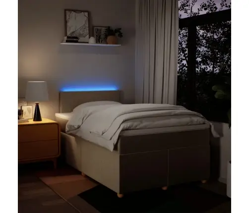 Atsperu Gultas Rāmis Ar Matraci, Krēmkrāsas, 120X200 Cm, Audums Vidaxl