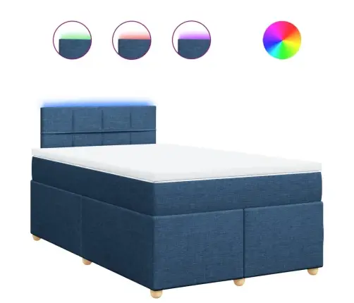 Lova Su Spyruoklėmis Ir Čiužiniu, Mėlyna, 120X200 cm Audinys