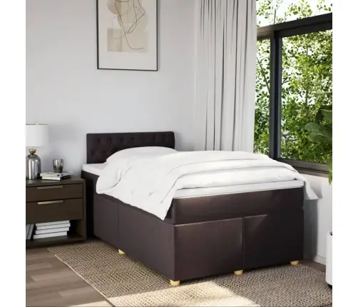 Atsperu Gultas Rāmis Ar Matraci, Tumši Brūna, 120X200Cm, Audums Vidaxl