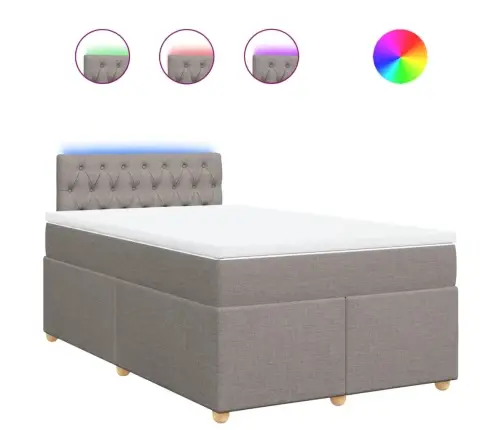 Atsperu Gultas Rāmis Ar Matraci, Pelēkbrūns, 120X200 Cm, Audums Vidaxl