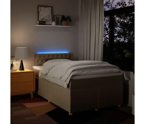 Lova Su Spyruoklėmis Ir Čiužiniu, Kreminė, 120X200 cm Audinys