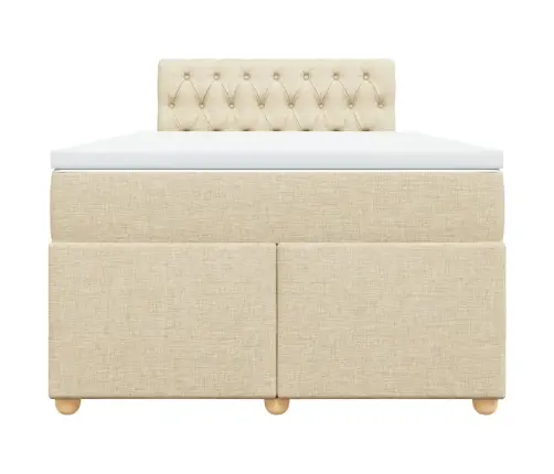 Lova Su Spyruoklėmis Ir Čiužiniu, Kreminė, 120X200 cm Audinys