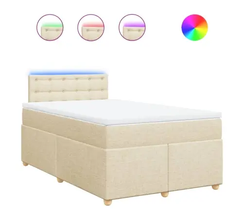 Atsperu Gultas Rāmis Ar Matraci, Krēmkrāsas, 120X200 Cm, Audums Vidaxl