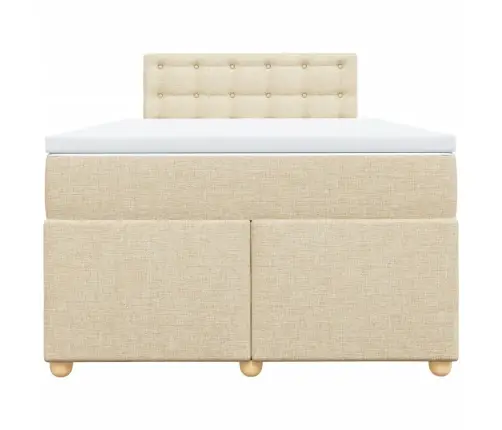 Atsperu Gultas Rāmis Ar Matraci, Krēmkrāsas, 120X200 Cm, Audums Vidaxl