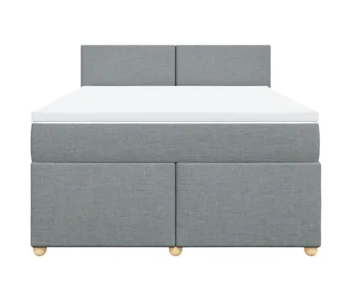 Atsperu Gulta Ar Matraci, Gaiši Pelēka Audums, 140X190 Cm Vidaxl