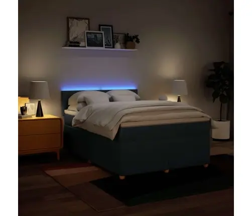 Atsperu Gulta Ar Matraci, Zils Audums, 140X190 Cm Vidaxl