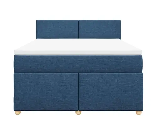 Atsperu Gulta Ar Matraci, Zils Audums, 140X190 Cm Vidaxl