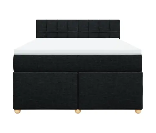 Lova Su Spyruoklėmis Ir Čiužiniu, Juodos, 140X190 cm Audinys