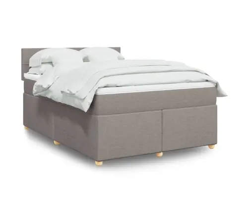 Lova Su Spyruoklėmis Ir Čiužiniu, Taupe, 140X190 cm Audinys